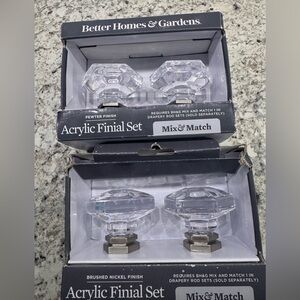 Better Home and Gardens acrylic finial sets.